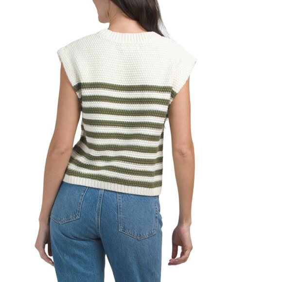 IDEM DITTO Cream/Olive Punchy Modern Touch Striped Sweater - Picture 2 of 2